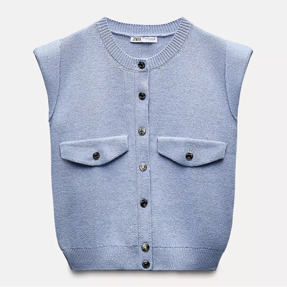NWT ZARA FLAP POCKET KNIT VEST SIZE SMALL